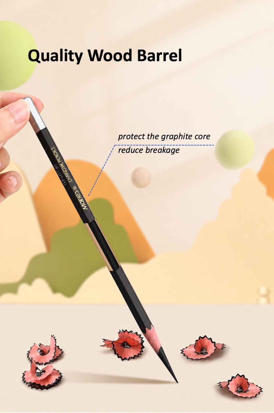 Quality Wood Barrel. protect the graphite core reduce breakage.